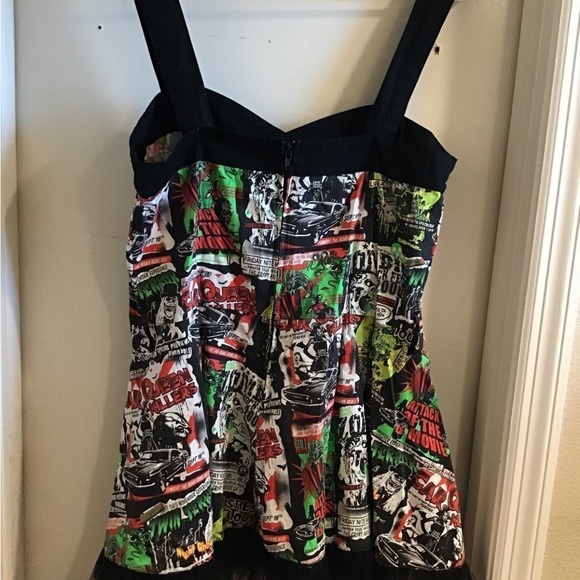 Hell Bunny Black and Multicolor Graphic HORROR Mini dress - Picture 4 of 6